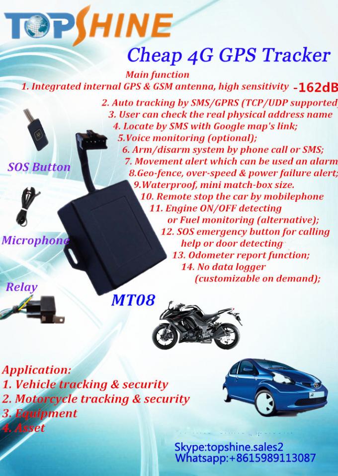 Wasserdichtes Motorrad GPS, das Verfolger des Gerät-Fahrzeug-4G GPS mit APP GPS IOS-Android aufspürt Plattform aufspürt